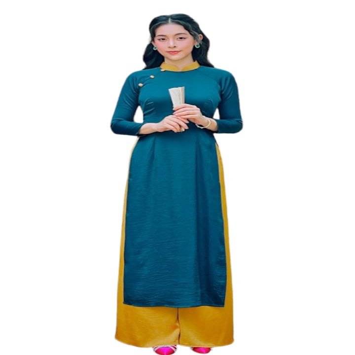 A50 The blue Ao dai Vietnam Vietnamese Traditional Ao Dai For Women (M)