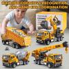 TAKGUD 4 Packs Metal Construction Trucks Playsets, Mini Friction Powered Engineering Vehicle, Crane, Excavator, Cement Mixer, Dump Truck Toys for Boys 3-5 Years Old, Die-Cast Trucks for Toddlers Kid view 3