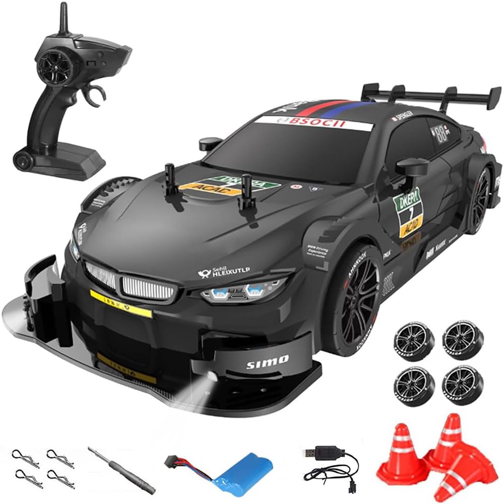 Authticar Remote Control Drift Car, 1:16 Scale GTA RC Dirft Car with LED Lights 2.4GHz 4WD 40km/h RTR High Speed Racing Sport Toy for Adults Teens Gifts (Black)