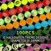 100 Piece Halloween Glow in The Dark Bouncing Balls, 10 H alloween Theme Designs for Halloween Party Favor Supplies, School Classroom Game Rewards, Trick or Treating Goodie Bags, Halloween Miniatures view 2