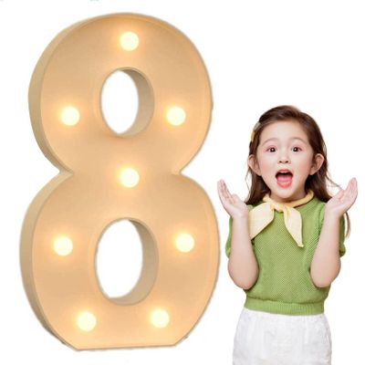 TQQEPOOL Decorative Led Light Up Number,LED Marquee Sign 26 Alphabet and 10 Number for Birthday Anniversary Wedding Party Supplies(8,100cm)