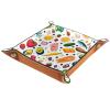 Balanced Biet Food Print Microfiber Leather Dice Trays Folding for RPG DND Table Games, Leather Dice Holder Storage Box Portable Folding Rolling Dice Tray, 20.5x20.5cm view 2