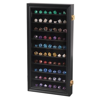 HOROW Large DND Dice Display Case Polyhedral Hexagonal Lockable Wall Mount w/98% UV Protection Dice Collectors Dice Organizer Shelf Box for Game Night Player Role Playing Dice Display Case (Large
