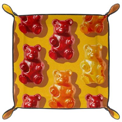 Bear Candy Microfiber Leather Dice Trays Folding for RPG DND Table Games, Leather Dice Holder Storage Box Portable Folding Rolling Dice Tray, 16x16cm