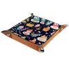 Cartoon Birthday Cake Microfiber Leather Dice Trays Folding for RPG DND Table Games, Leather Dice Holder Storage Box Portable Folding Rolling Dice Tray, 16x16cm view 2