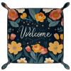 Flowers Welcome Microfiber Leather Dice Trays Folding for RPG DND Table Games, Leather Dice Holder Storage Box Portable Folding Rolling Dice Tray, 20.5x20.5cm view 1