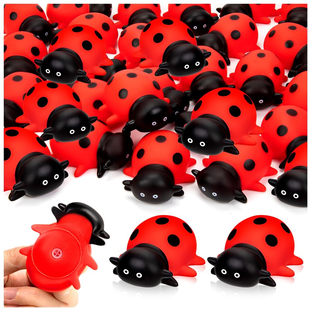 25Pcs Mini Ladybug Toys, Lady Bugs Realistic Bath Animals, Ladybug for Floating Bathtub Toys Summer Birthday Gathering Decorations
