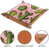Pink Cactus Microfiber Leather Dice Trays Folding for RPG DND Table Games, Leather Dice Holder Storage Box Portable Folding Rolling Dice Tray, 20.5x20.5cm view 3