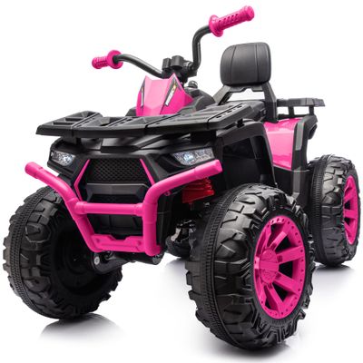 Hikiddo Kids ATV 4 Wheeler, 24V 4WD Electric ATV Ride On Toy for Big Kid w/ 2-Seater, 4x200W Motor, 5.6Mph Max Speed - Pink