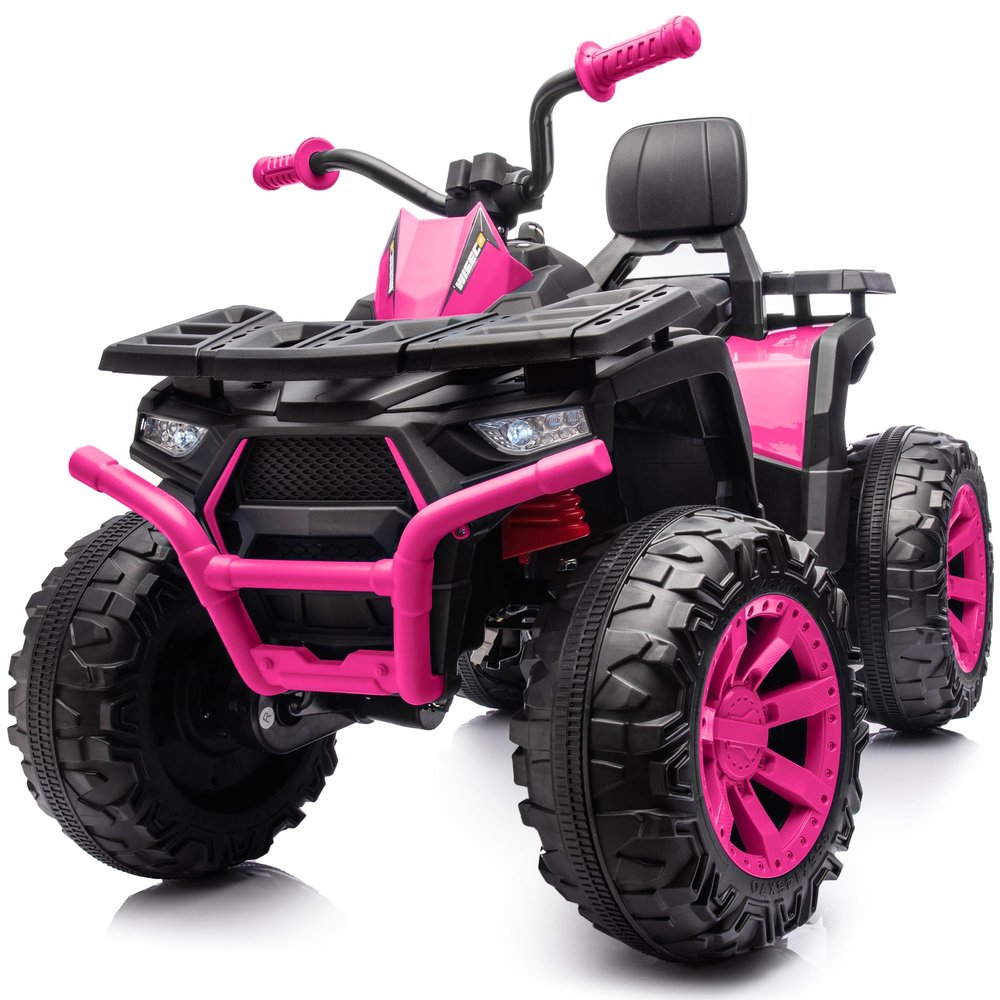 Hikiddo Kids ATV 4 Wheeler, 24V 4WD Electric ATV Ride On Toy for Big Kid w/ 2-Seater, 4x200W Motor, 5.6Mph Max Speed - Pink