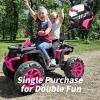 Hikiddo Kids ATV 4 Wheeler, 24V 4WD Electric ATV Ride On Toy for Big Kid w/ 2-Seater, 4x200W Motor, 5.6Mph Max Speed - Pink view 3