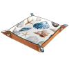 FESH Seashell Pattern Microfiber Leather Dice Trays Folding for RPG DND Table Games, Leather Dice Holder Storage Box Portable Folding Rolling Dice Tray, 16x16cm view 2
