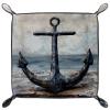 Anchor Print Microfiber Leather Dice Trays Folding for RPG DND Table Games, Leather Dice Holder Storage Box Portable Folding Rolling Dice Tray, 16x16cm view 1