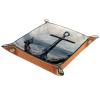 Anchor Print Microfiber Leather Dice Trays Folding for RPG DND Table Games, Leather Dice Holder Storage Box Portable Folding Rolling Dice Tray, 16x16cm view 2