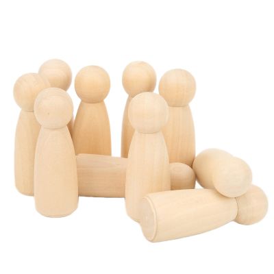 10pieces Wooden Peg Dolls 75mm (3.0in) Schima Wood for DIY Crafts Decorative Ornaments Hand-Eye Coordination Ideal for Kids Painting Felt Decoration (75MM Girl)