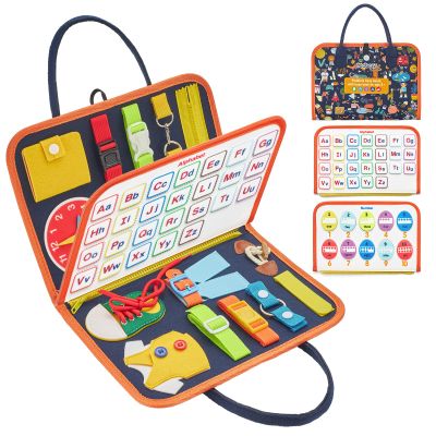 Freebear Busy Board Toddler Travel Toys Sensory Toys for Toddlers 1 2 3 4, Montessori Learning Toys for Toddlers Activities Board, Educational Toys for 3 4 Year Old Boys Girls Gift, Classy