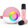 Heroange Karaoke Microphone Machine Toys for Kids Adults, Mini Portable Bluetooth Speaker with 2 Wireless Mics, Christmas Birthday Gifts for Boys Girls Ages 3 4 5 6 7 8 9 10 11 12+ Year (Pink) view 1