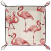 Flamingo Print Microfiber Leather Dice Trays Folding for RPG DND Table Games, Leather Dice Holder Storage Box Portable Folding Rolling Dice Tray, 20.5x20.5cm view 1