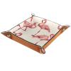 Flamingo Print Microfiber Leather Dice Trays Folding for RPG DND Table Games, Leather Dice Holder Storage Box Portable Folding Rolling Dice Tray, 20.5x20.5cm view 2