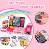 VOPOGLNE Cash Register Playset Toy for Kids, Real Calculator Register, Pretend Play Store with Music, Scanner, Play Money, Food, Preschool Learning Toy Playset Gift (Pink) view 2