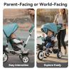 EOOWOY Toddler Tricycle with Push Handle, 7 in 1 Stroller Trike with 360 Swivel Seat, Reclining Backrest, All-Terrain Wheels, Dual Brakes, Canopy & Storage, Gift for Kids 18 Months to 5 Years, Green view 4