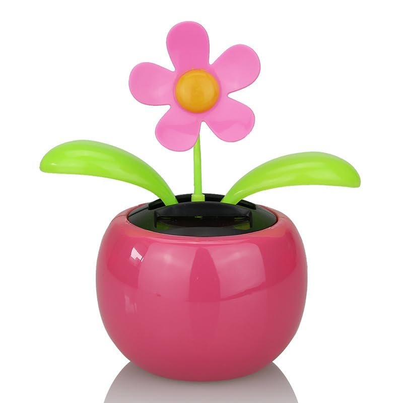 Pink Solar Dancing Sun Flower Automotive Ornament Solar Powered Dancing Sun Flower in Colorful Pots Swinging Animated Bobblehead Dancer Window Sun Catcher Car Dashboard Solar Power Kits