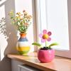 Pink Solar Dancing Sun Flower Automotive Ornament Solar Powered Dancing Sun Flower in Colorful Pots Swinging Animated Bobblehead Dancer Window Sun Catcher Car Dashboard Solar Power Kits view 4