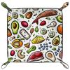 Balanced Biet Food Pattern Microfiber Leather Dice Trays Folding for RPG DND Table Games, Leather Dice Holder Storage Box Portable Folding Rolling Dice Tray, 16x16cm view 1
