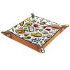 Balanced Biet Food Pattern Microfiber Leather Dice Trays Folding for RPG DND Table Games, Leather Dice Holder Storage Box Portable Folding Rolling Dice Tray, 16x16cm view 2