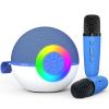 Heroange Karaoke Microphone Machine Toys for Kids Adults, Mini Portable Bluetooth Speaker with 2 Wireless Mics, Christmas Birthday Gifts for Boys Girls Ages 3 4 5 6 7 8 9 10 11 12+ Year (Blue) view 1