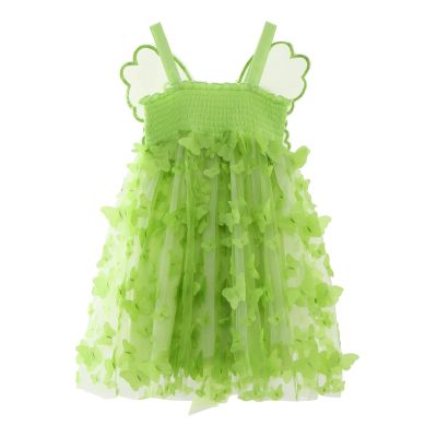 Baby Girls Tulle Dress Sleeveless Butterfly Wing Tutu Dress Costume Toddler Girls Dresses Party Princess (Green, 18-24 Months)
