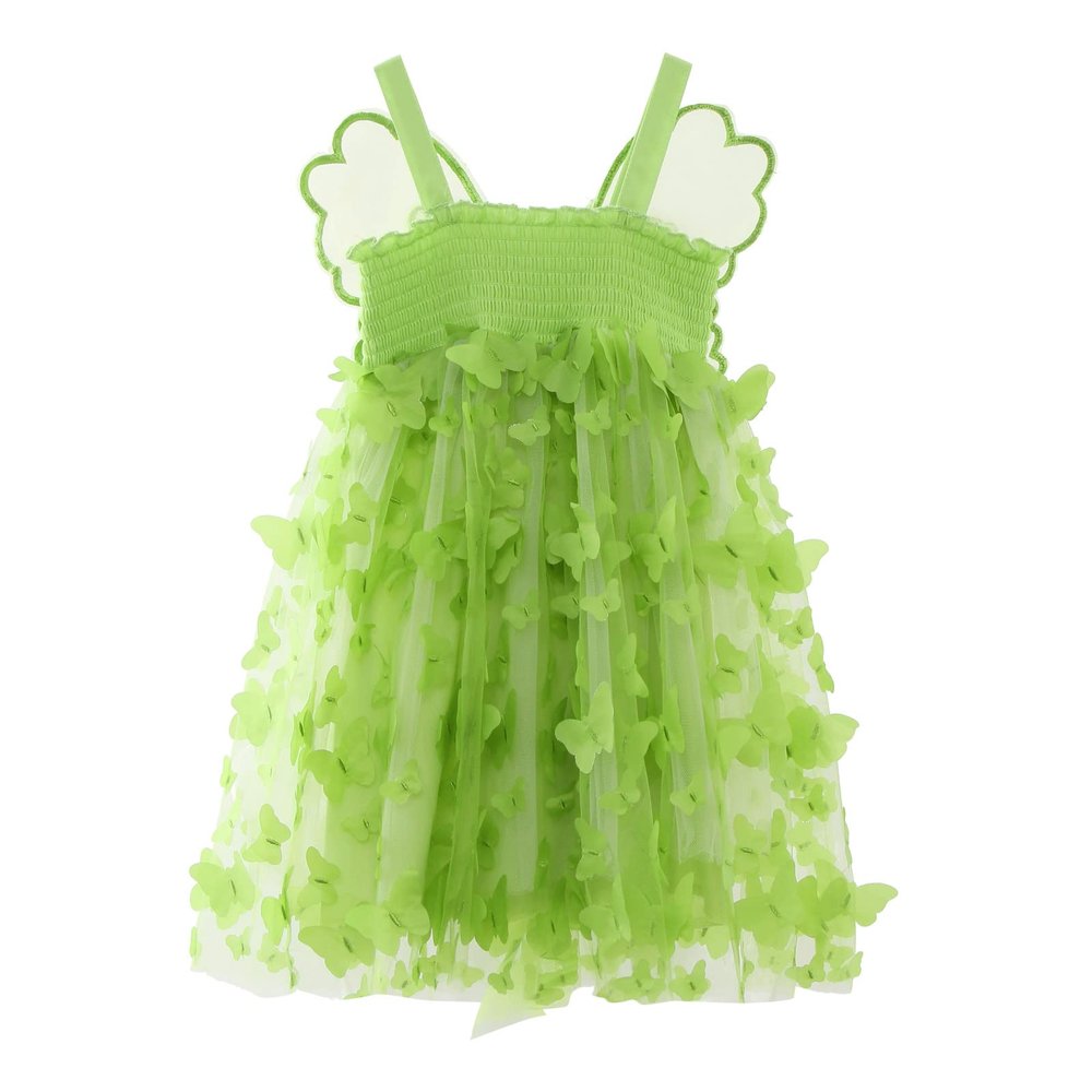 Baby Girls Tulle Dress Sleeveless Butterfly Wing Tutu Dress Costume Toddler Girls Dresses Party Princess (Green, 18-24 Months)