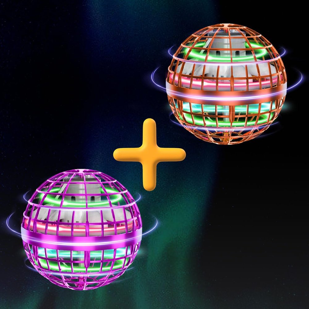 Tikduck 1 Pack Pink Flying Orb Ball, 1 Pack Orange Flying Orb Ball, 2024 Cool Stuff Christmas Birthday Toy Gift, for Kids Age 6 7 8 9 10