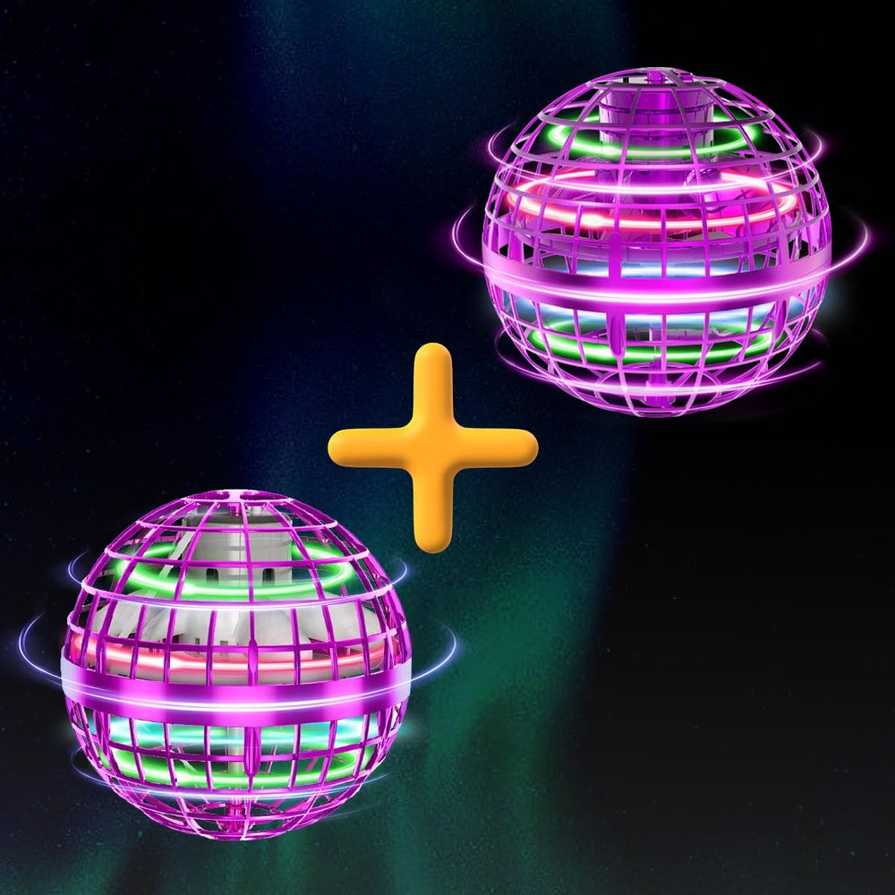 Tikduck 1 Pack Pink Flying Orb Ball, 1 Pack Purple Updated Flying Orb Ball, 2024 Cool Stuff Christmas Birthday Toy Gift, for Kids Age 6 7 8 9 10