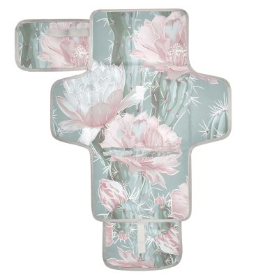 WELLDAY Cactus Flowers Baby Changing Pad - Waterproof Diaper Changing Pad with Built-in Pillow - Portable Travel Changing Mat for Newborn Girl & Boy