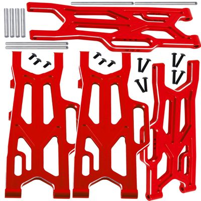 hopsupRC Aluminum Upgrades Parts Suspension Arms Set for 1/10 Kraton Outcast V2 4S BLX,Front Rear Suspension Arms Hops Up,Replace Parts: ARA330711 ARA330710.Red