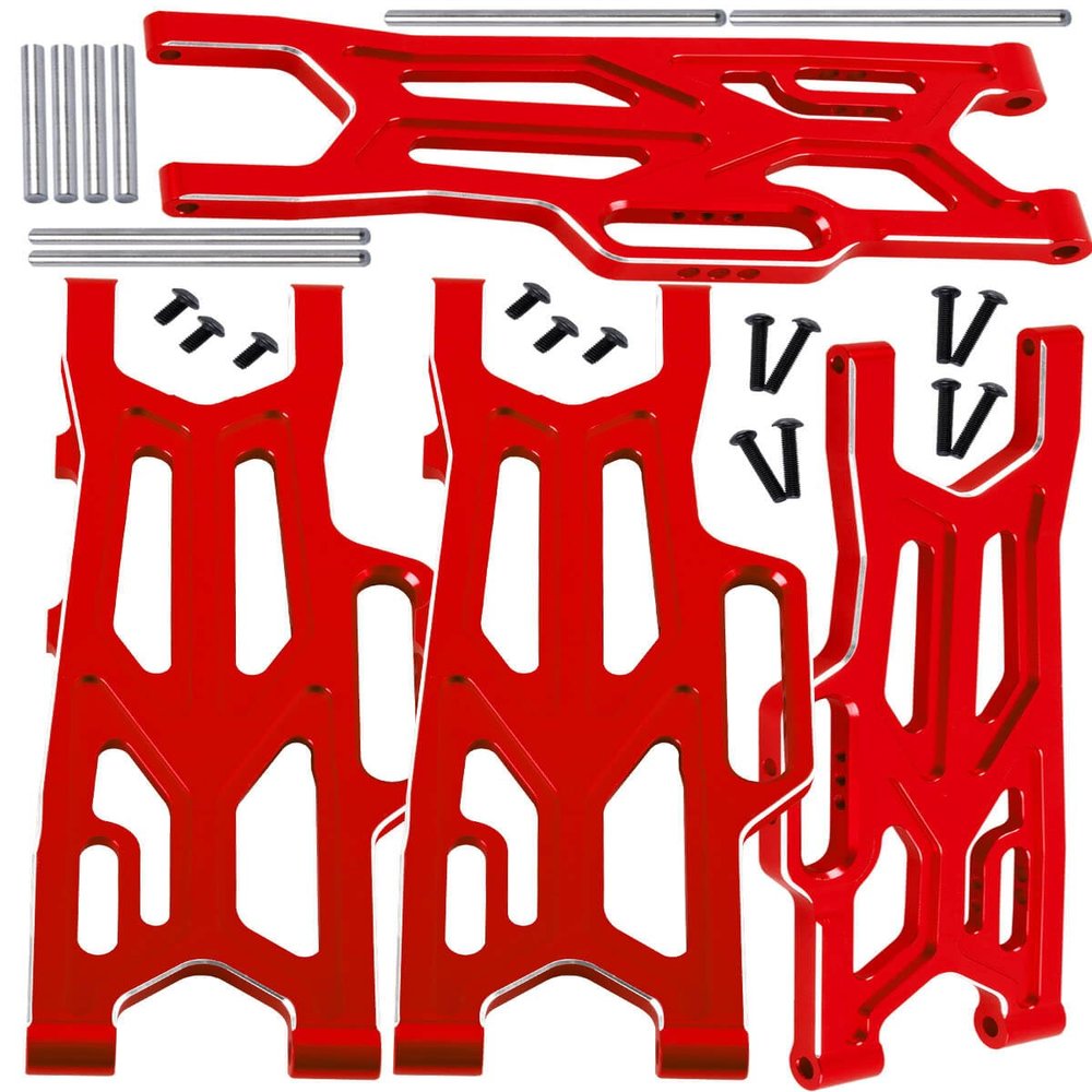 hopsupRC Aluminum Upgrades Parts Suspension Arms Set for 1/10 Kraton Outcast V2 4S BLX,Front Rear Suspension Arms Hops Up,Replace Parts: ARA330711 ARA330710.Red