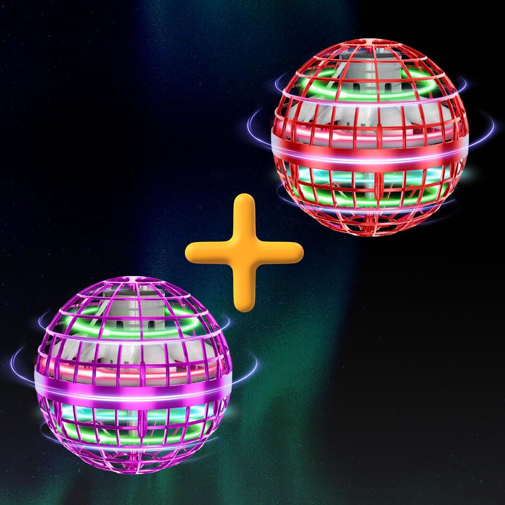 Tikduck 1 Pack Pink Flying Orb Ball, 1 Pack Red Flying Orb Ball, 2024 Cool Stuff Christmas Birthday Toy Gift, for Kids Age 6 7 8 9 10