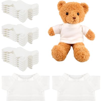 15 Pcs Sublimation Blank Bear Clothes White T Shirt Bulk Stuffed Bear Toy White Shirts Tee Shirt Doll T Shirts Blank Tee Shirt for 15 Inch Stuffed Bears Dolls DIY