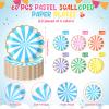 Mimorou 300 Pcs Pastel Scalloped Paper Plates Disposable Macaron Party Plates 7 Inch Gold Edge Colorful Dinnerware Set Striped Pastel Rainbow Tableware for Wedding Birthday Baby Shower Party Supplies view 2