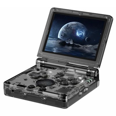 RG35XXSP Handheld Clamshell Games Consoles Built-in 64G+128G TF Card 8000+ Games Portable Style Flip Hand Held Game Video Consoles Linux System with Case (Black Transparent)