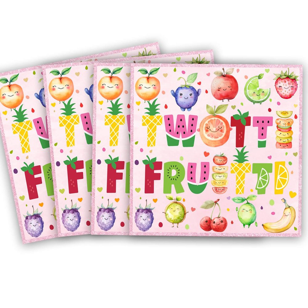60 Pcs Twotti Frutti Birthday Party Paper Napkins Summer Fruit Disposable Napkins for Luau Fruit Lemon Watermelon Pineapple Strawberry Orange Theme 2nd Birthday Party Decorations Supplies