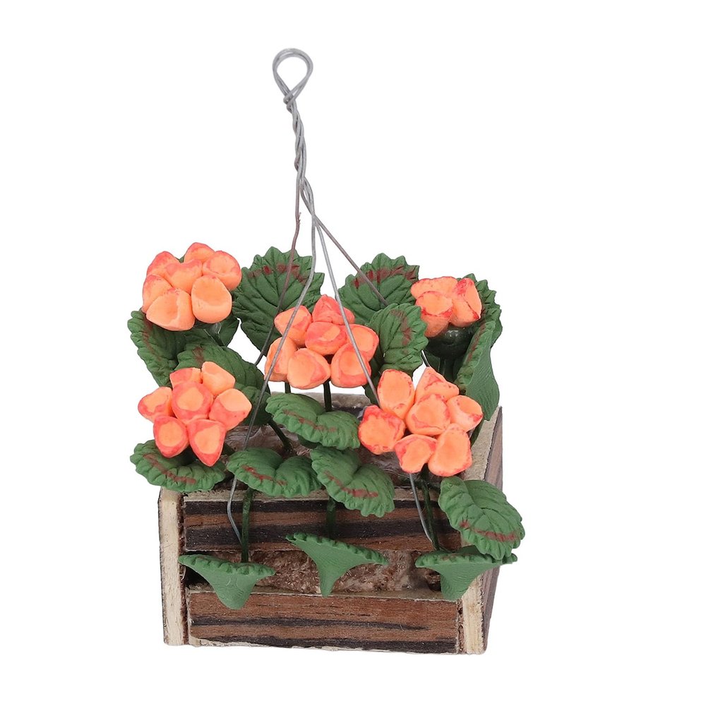 1:12 Scale Dollhouse Hanging Hydrangea Flower Basket - 1.4 x 1.6 x 1.3in Miniature Bonsai Plant - Simulation Dollhouse Hanging Plant Pot Model for Dollhouse Decoration