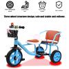 JIYIAN High Carbon Steel 3 Wheels 2 Seater Children's Tricycle/Soft and Comfortable Pedal Tricycle Can Take People/Baby Balance Bike Tricycle for Girl Gifts,Blue view 4
