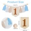 1st Birthday High Chair Banner, Wood Bead Highchair Tassel Banner Boho Style Birthday Photo Backdrop Wall Hangings for Kids Birthday Party Decoration view 2