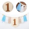 1st Birthday High Chair Banner, Wood Bead Highchair Tassel Banner Boho Style Birthday Photo Backdrop Wall Hangings for Kids Birthday Party Decoration view 4