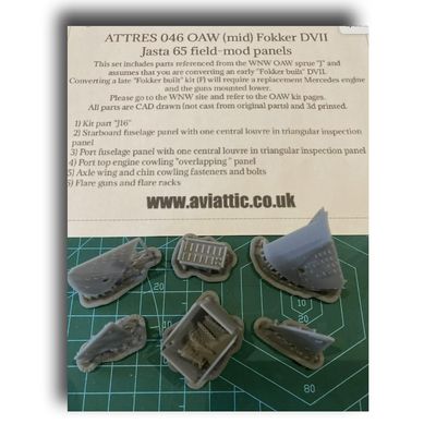 Aviattic ATTRES046 1/32 Fokker DVII OAW mid Jasta 65 Cowling Panel Set WNW Resin