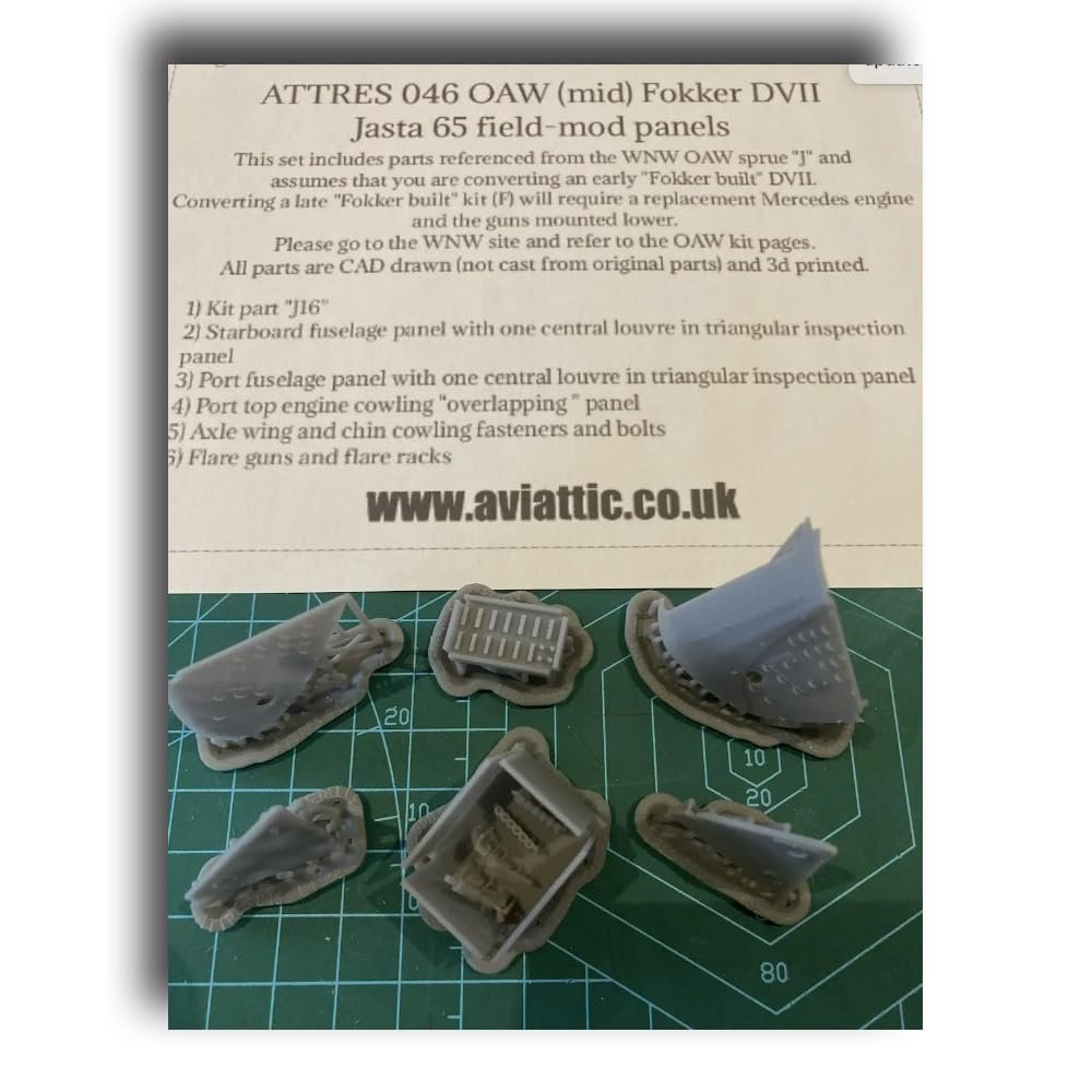 Aviattic ATTRES046 1/32 Fokker DVII OAW mid Jasta 65 Cowling Panel Set WNW Resin