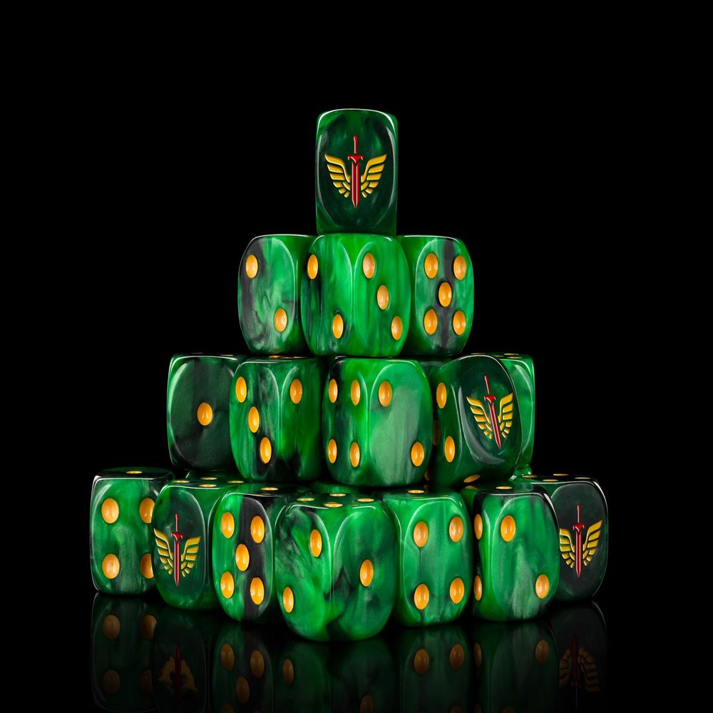 BARON OF DICE Angels of Death Resin Dice (25-Pack) Wargaming Dice for Sci-Fi Wargames, 16mm