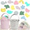 21Pcs Baby Beach Toys, Silicone Beach Toys, Baby Beach Essentials, Travel Friendly Beach Set, 2 Bucket, 2 Shovel, 16 Sand Molds, Beach Bag, Sand Toys for Toddlers 1-3 view 1